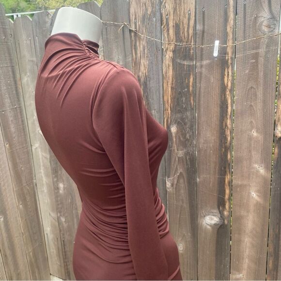 Zara Long Sleeve Mock Neck draped Bodycon Dress XS - Picture 10 of 13